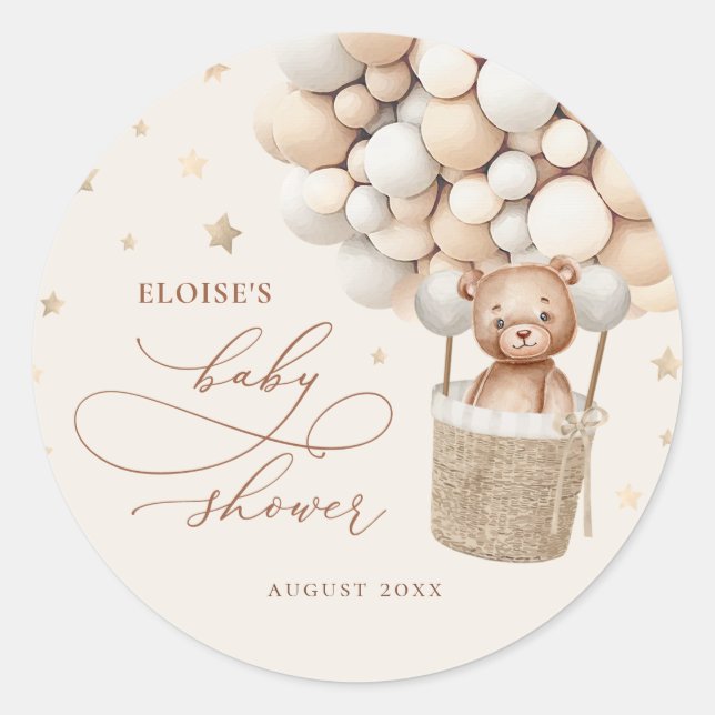 Sticker Rond Baby shower d'attente de l'ours en peluche  d'atte (Devant)