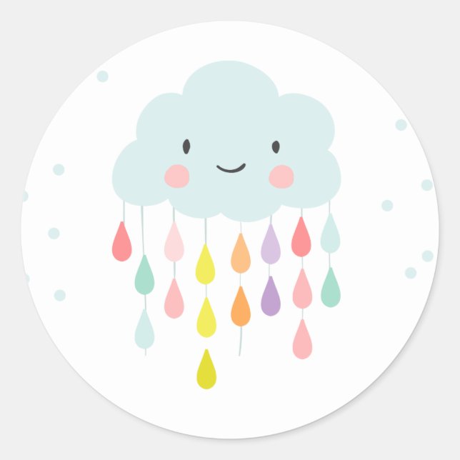 Sticker Rond Baby shower d'autocollant d'enveloppe de nuage (Devant)