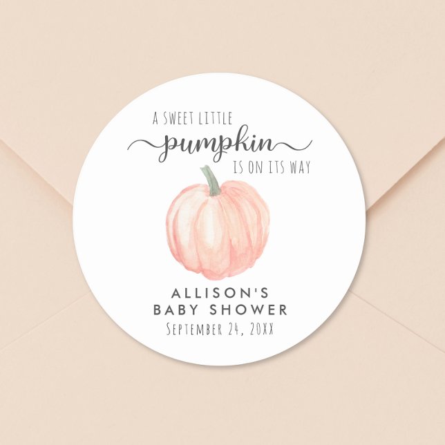 Sticker Rond Baby shower d'automne Citrouille (Créateur téléchargé)