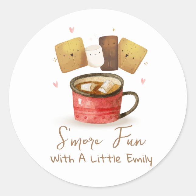 Sticker Rond Baby shower D'Automne Neutre Sur Le Sexe S'more Fu (Devant)