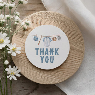 Sticker Rond Baby shower de baseball Merci