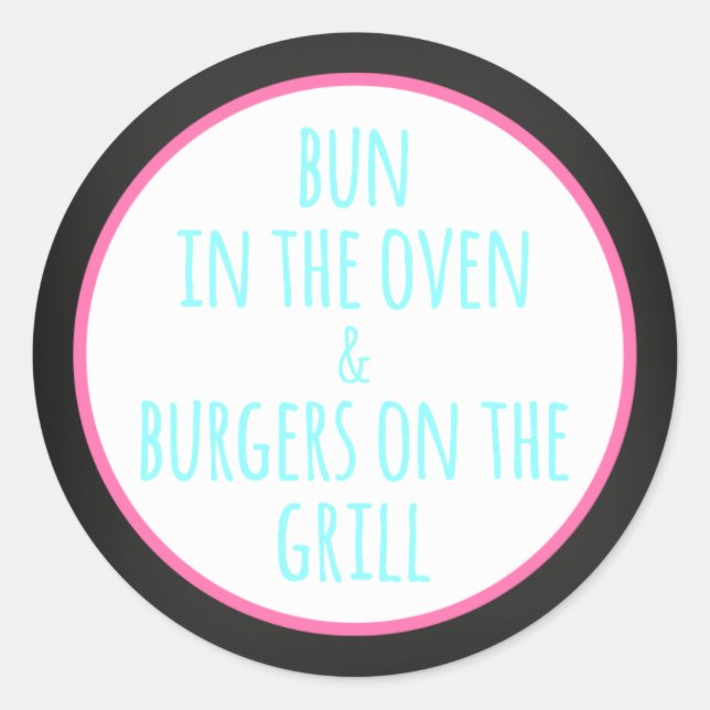 Sticker Rond baby shower de bières pour bébés barbecue| (Devant)