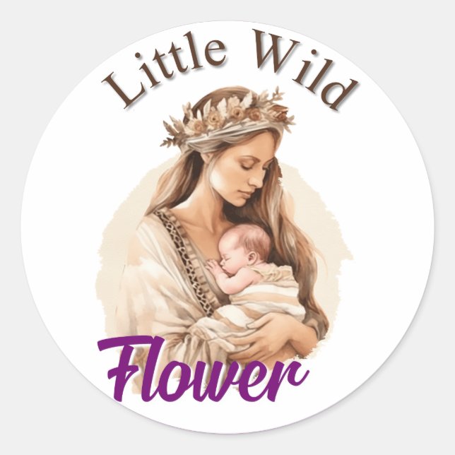 Sticker Rond Baby shower de Boho pourpre (Devant)