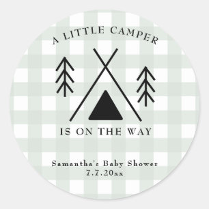 Sticker Rond Baby shower de camping
