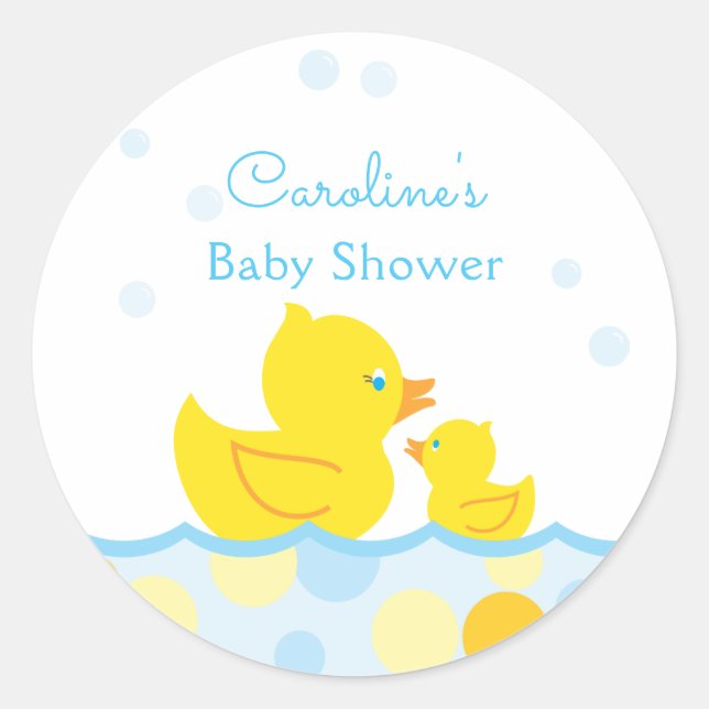 Sticker Rond Baby shower de canard en caoutchouc Faveurs (Devant)