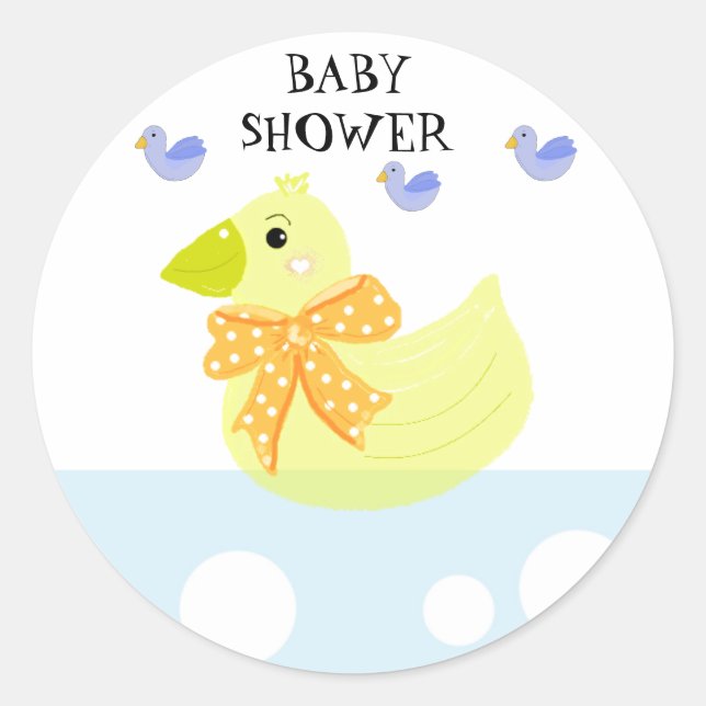 Sticker Rond Baby shower de canard jaune (Devant)