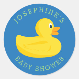 Sticker Rond Baby shower de canard sophistiqué bleu couleur per