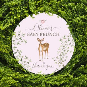 Sticker Rond Baby shower de cerfs de bois