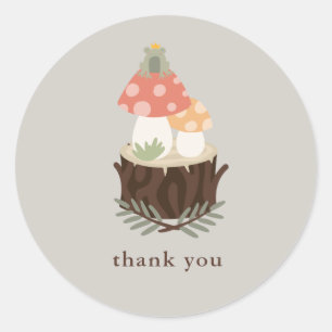 Sticker Rond Baby shower de champignons Merci