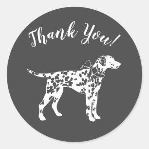 Sticker Rond Baby shower de Chien Dalmatien gris chiot