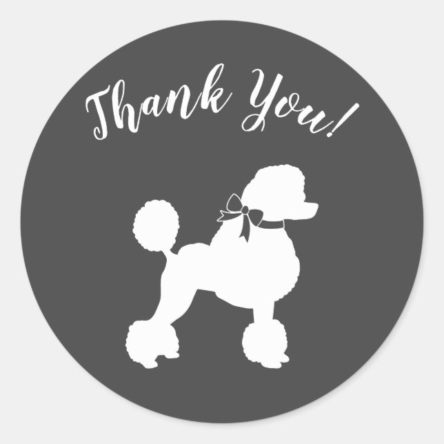 Sticker Rond Baby shower de chien de caniche français gris chio (Devant)