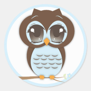 Sticker Rond Baby shower de Chouette Bleue pour un garçon