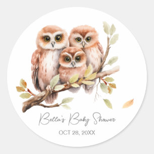 Sticker Rond Baby shower de Chouette neutre sur le plan du genr