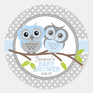 Sticker Rond Baby shower de Chouettes adorables