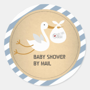 Sticker Rond Baby shower de cigogne par courrier