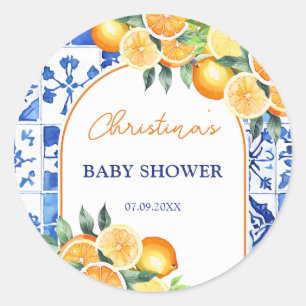 Sticker Rond Baby shower de Citrus Little Cutie
