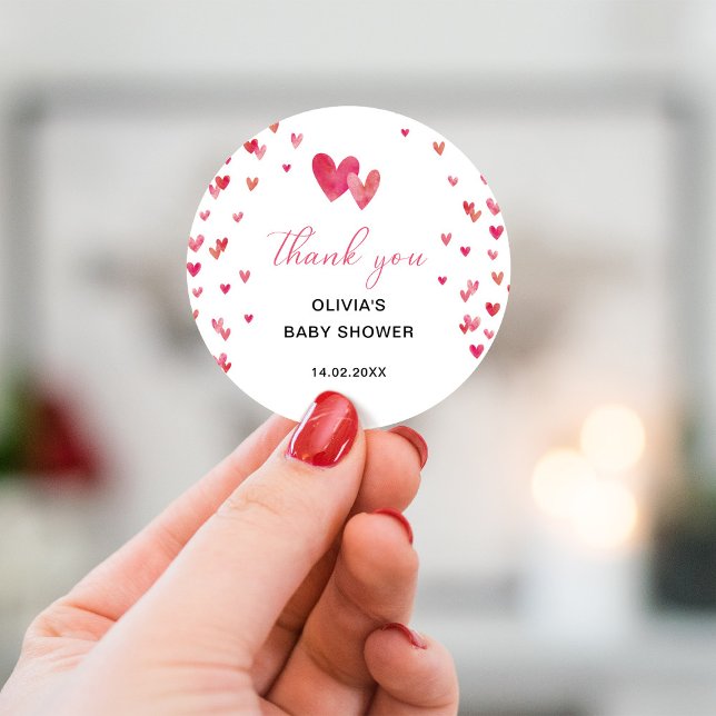 Sticker Rond Baby shower de coeur doux (Créateur téléchargé)