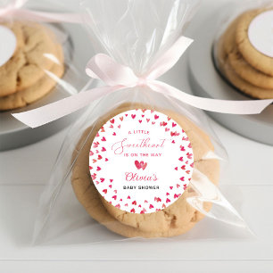 Sticker Rond Baby shower de coeur doux
