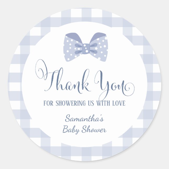 Sticker Rond Baby shower de cravate à arc bleu Little Man (Devant)