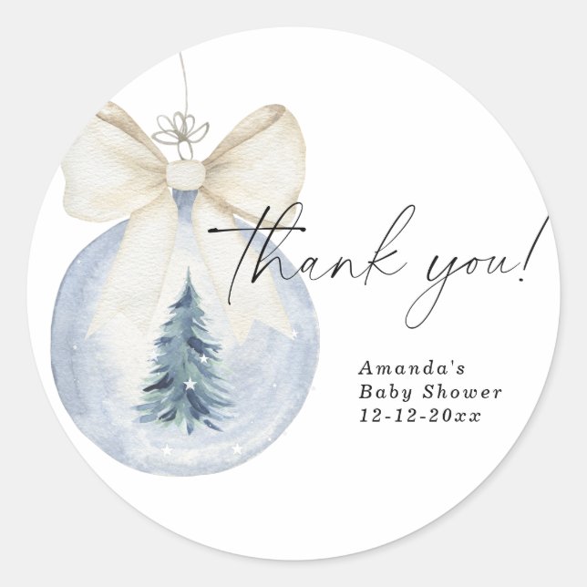 Sticker Rond Baby shower de décoration de Noël Merci (Devant)