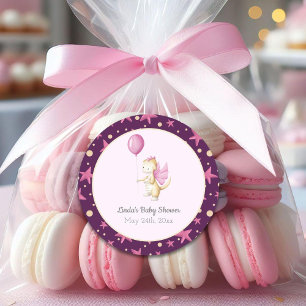 Sticker Rond Baby shower de dragon rose