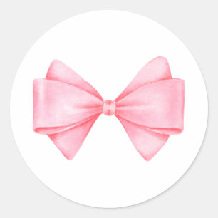 Sticker Rond Baby shower de fille rose Bow moderne