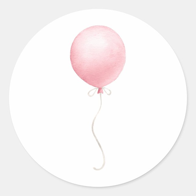 Sticker Rond Baby shower de filles de ballons rose moderne (Devant)