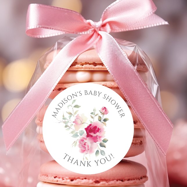 Sticker Rond Baby shower de fleurs blanches (Créateur téléchargé)