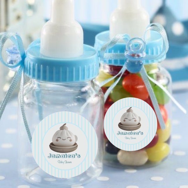 Sticker rond Baby shower de garçon Little Bleu (Créateur téléchargé)