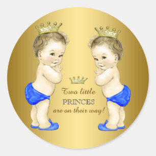 Sticker Rond Baby shower de garçon Prince Twin