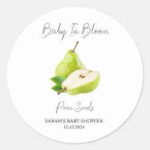 Sticker Rond Baby shower de graines de poires pour bébé en fleu