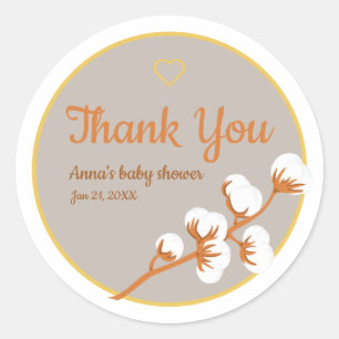 Sticker Rond Baby shower de la branche de coton