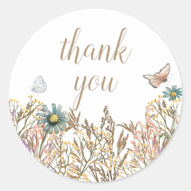 Sticker Rond Baby shower de la couronne de papillon Boho Foliag (Devant)