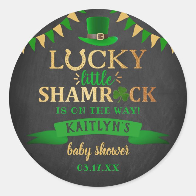 Sticker Rond Baby shower de la Saint-Patrick du Petit Shamrock (Devant)