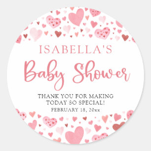 Sticker Rond Baby shower de la Saint Valentin Pink Little Sweet