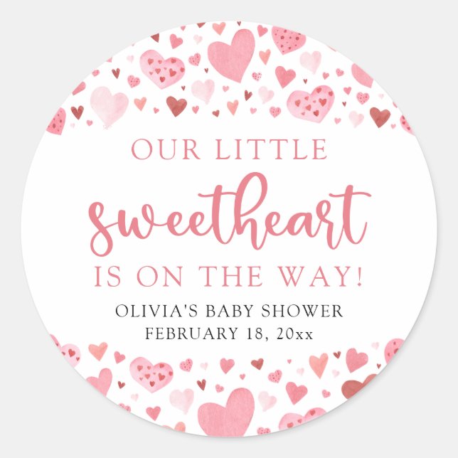 Sticker Rond Baby shower de la Saint Valentin Pink Little Sweet (Devant)