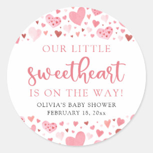 Sticker Rond Baby shower de la Saint Valentin Pink Little Sweet