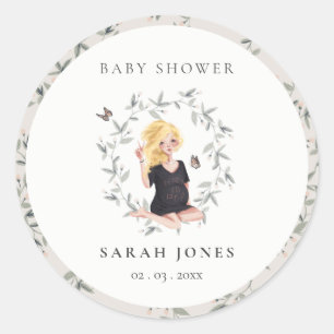 Sticker Rond Baby shower de liage pour femmes élégantes
