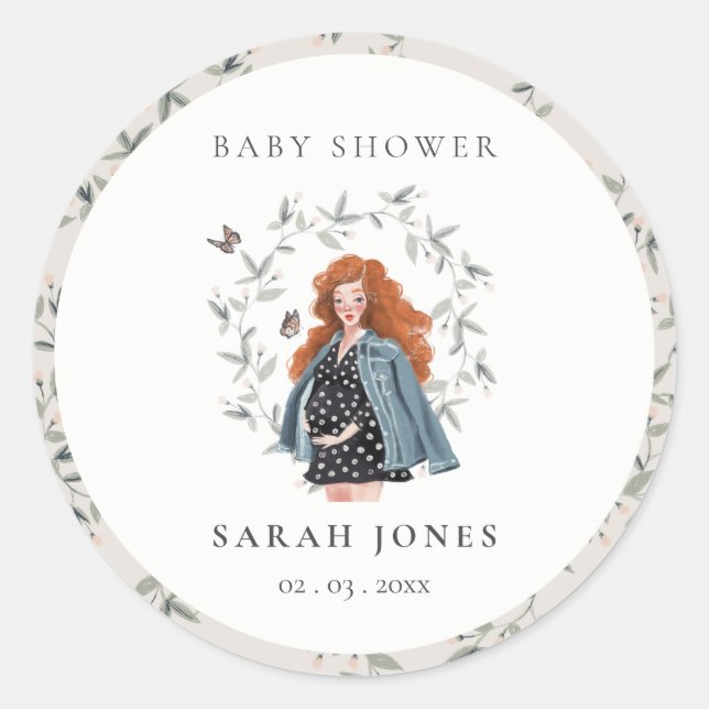 Sticker Rond Baby shower de liage pour femmes élégantes (Devant)