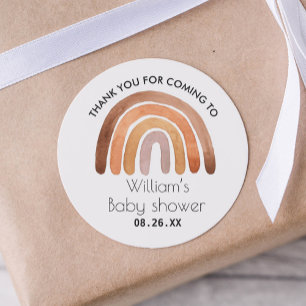 Sticker Rond Baby shower de Merci arc-en-ciel Boho