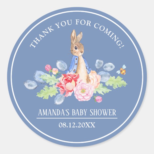 Sticker Rond Baby shower de Merci de lapin doux (Devant)