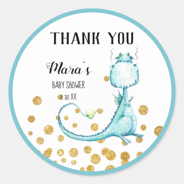 Sticker Rond *~* Baby shower de Merci de Parties scintillant de (Devant)