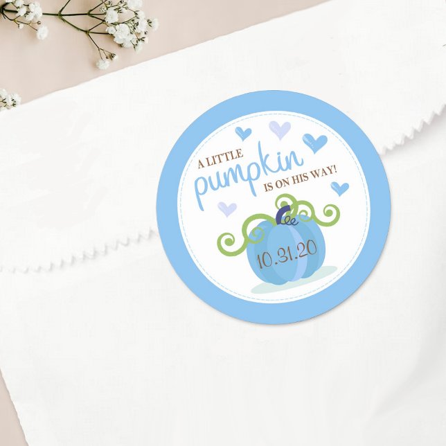 Sticker Rond Baby shower de mignons petits Citrouilles (Créateur téléchargé)