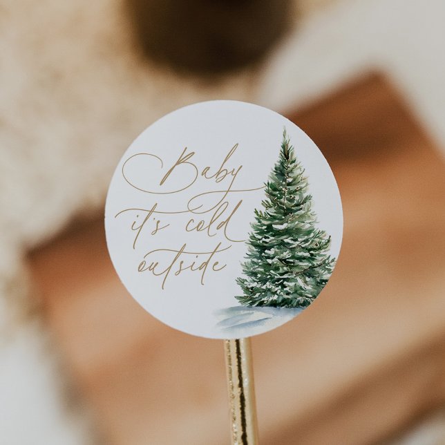 Sticker Rond Baby shower de Noël d'hiver (Créateur téléchargé)