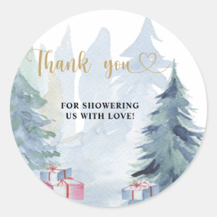 Sticker Rond Baby shower de Noël d'hiver merci