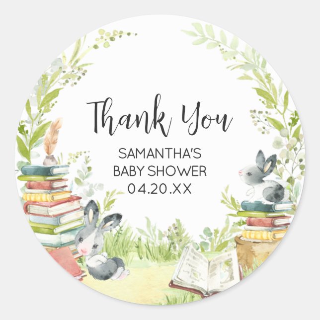 Sticker Rond Baby shower de nouveau chapitre Storybook (Devant)