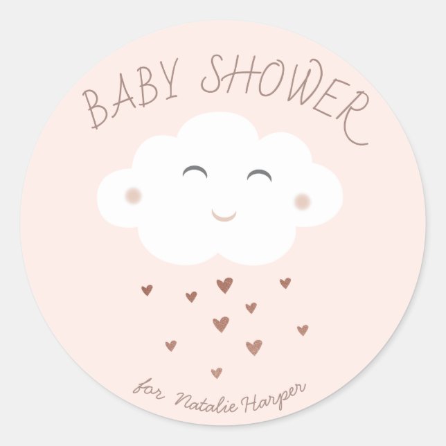 Sticker Rond Baby shower de nuage mignon (Devant)