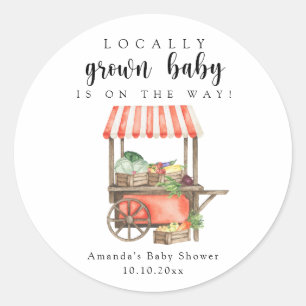 Sticker Rond Baby shower de panier de marché pour bébés cultivé