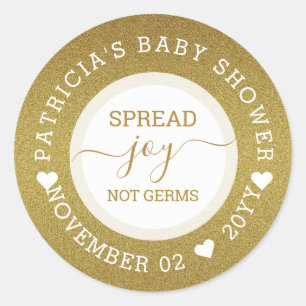Sticker Rond Baby shower de Parties scintillant en or pour Sani