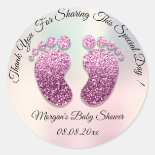 Sticker Rond Baby shower de Parties scintillant Ombre Favoriser